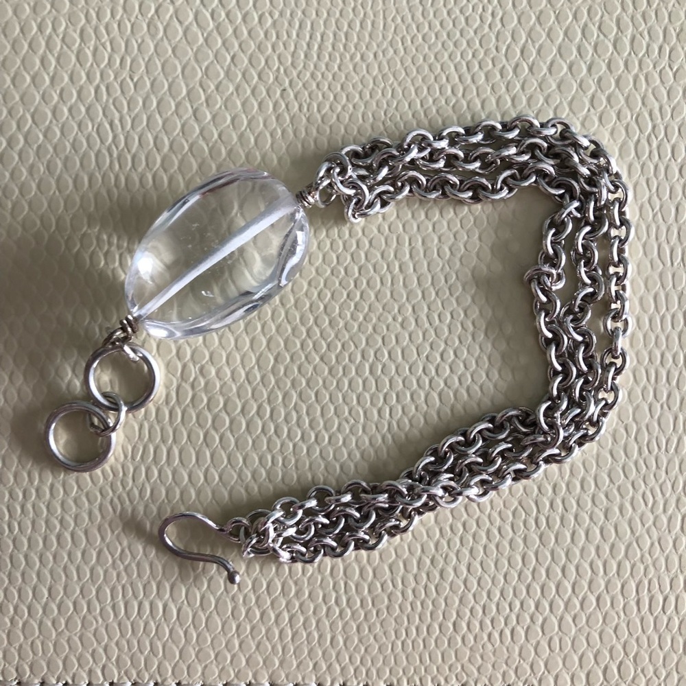 NWOT Silver chain bracelet with clear bauble.